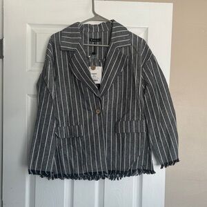 Very J Black and White Striped Blazer